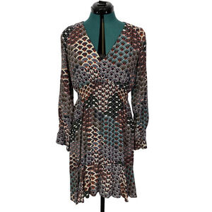 MAEVE Anthropologie‎ Women Multicolor V Neck Long Sleeve Dress Size Medium